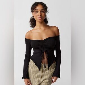 Urban Outfitters Cadence Cinched Flyaway Black Top Medium Whimsigoth Witch Bat